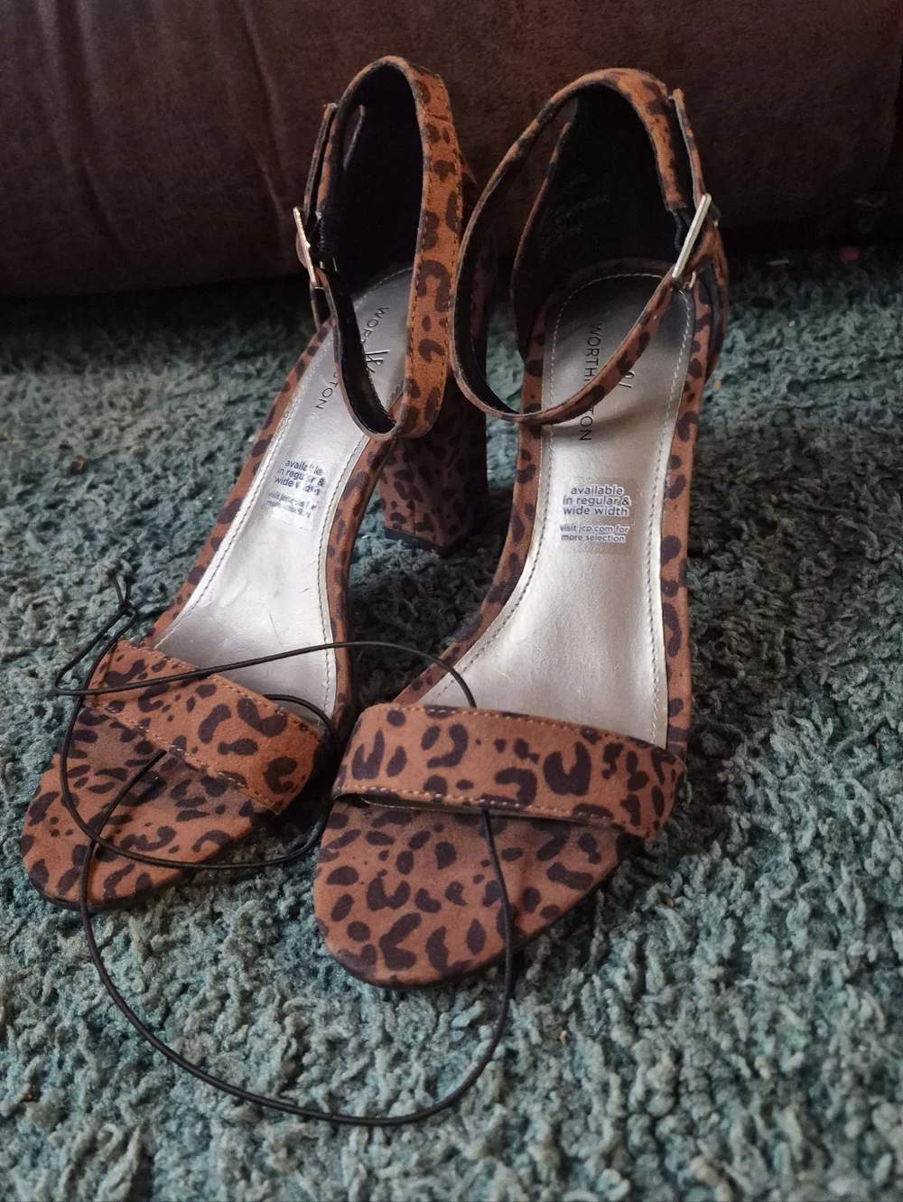 Worthington Animal Print Block Heels Open Toe 6.5 NWOB